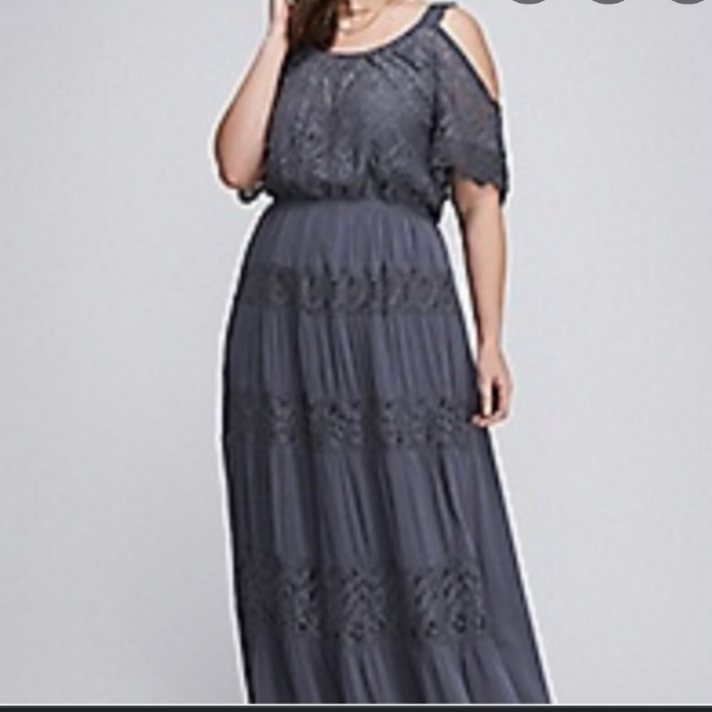 Lane Bryant Cold Shoulder Maxi Lace Dress